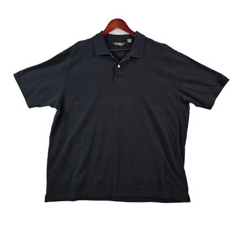 Eddie Bauer Mens Polo Shirt Golf Short Sleeve Pullover Athletic Cotton Black XXL